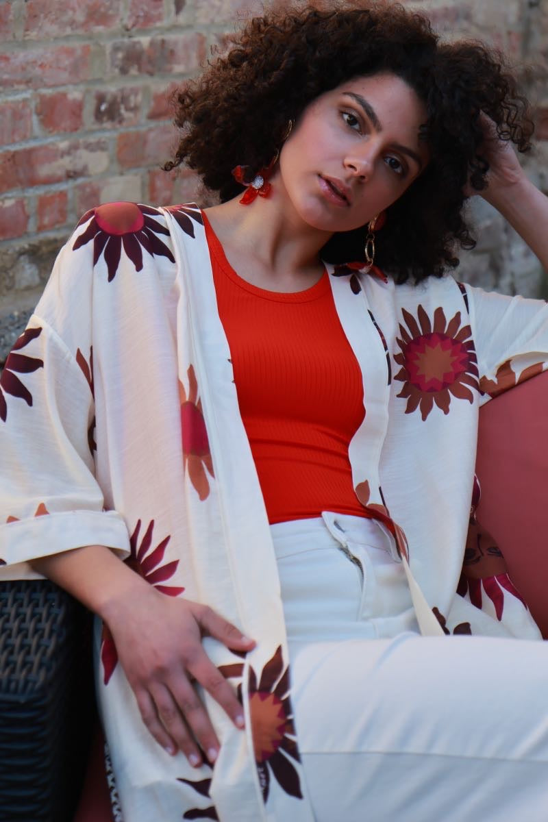 Elvira Camisole Uni Côtelé rouge coquelicot