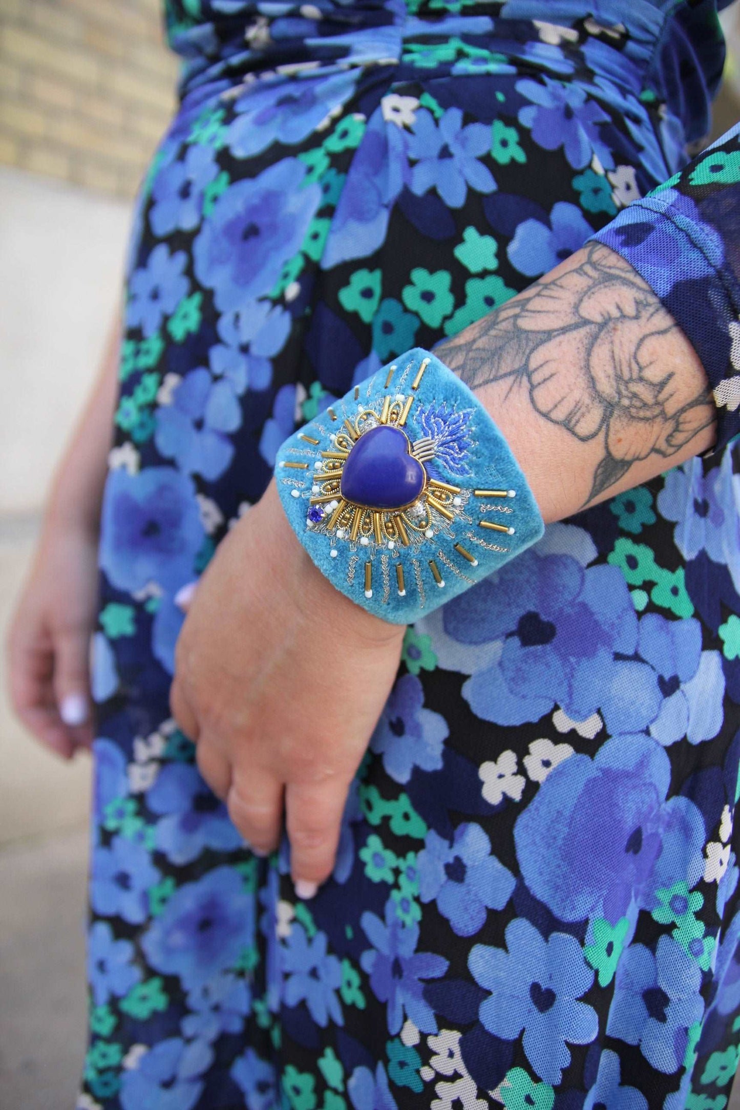 Bangle en velours Rosemary Bleu/Lapis Lazuli Nahua
