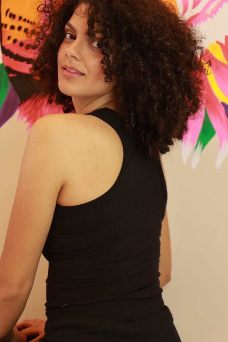 Elvira Camisole Uni Côtelé noir