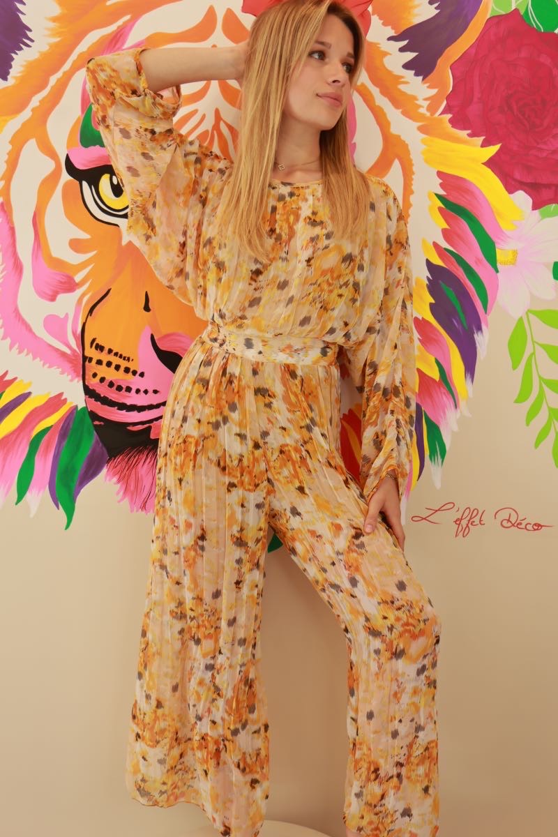 Combinaison imprimée fluide femme Dixie taille 34/36 en seconde main chez La P’tite Rebelle à Bonnay – look coloré et féminin