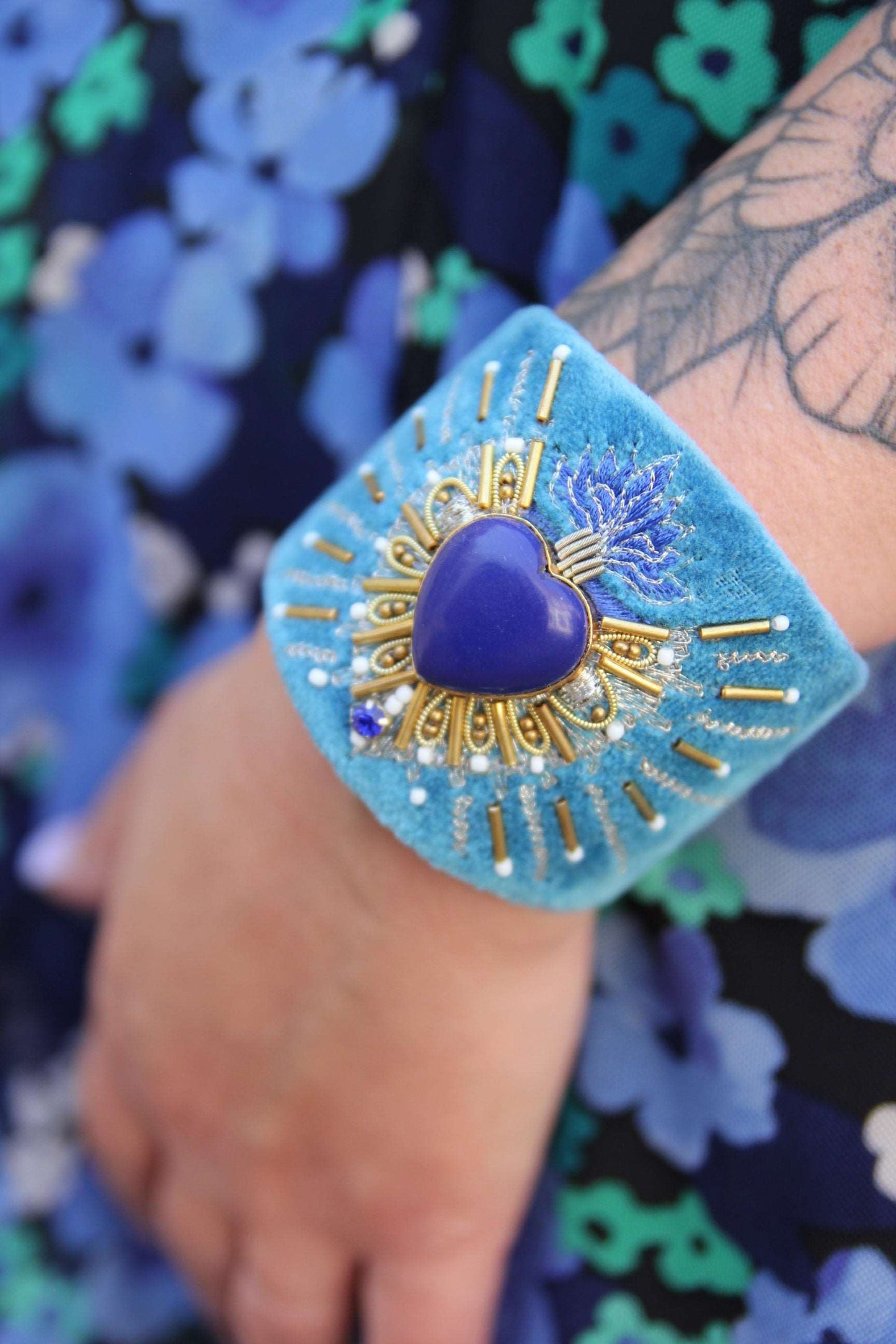 Bangle en velours Rosemary Bleu/Lapis Lazuli Nahua