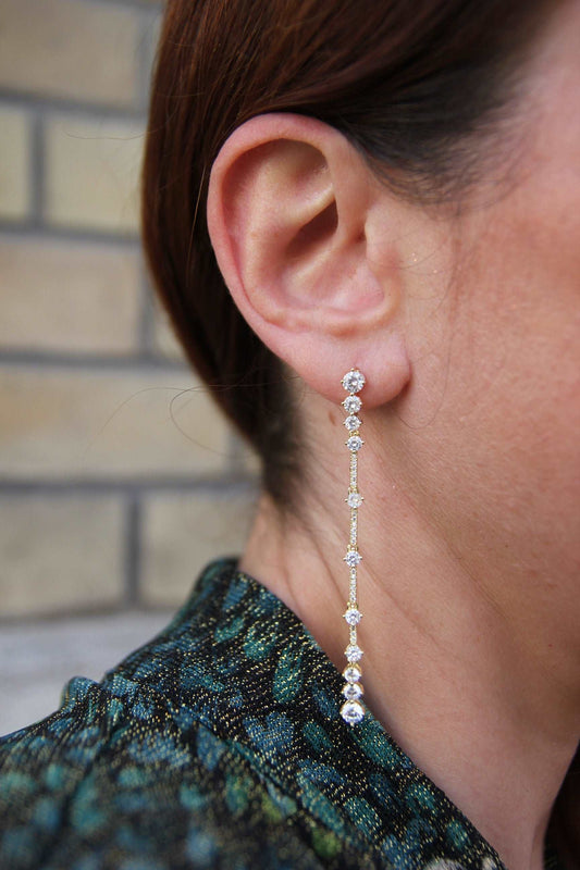 Boucles d’oreilles pendantes à strass