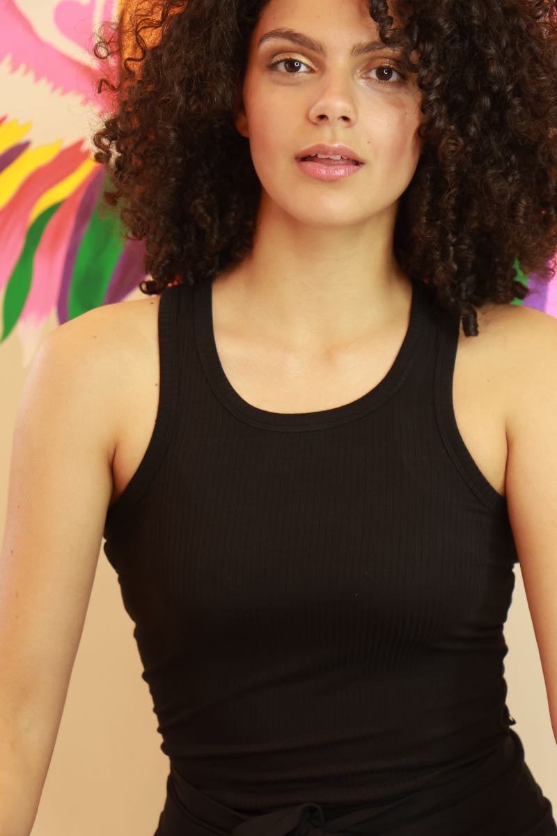 Elvira Camisole Uni Côtelé noir