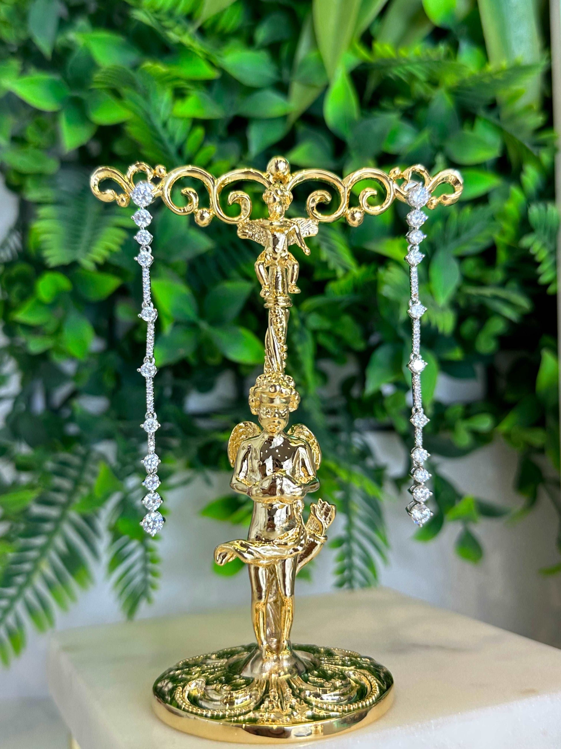 Boucles d’oreilles pendantes à strass