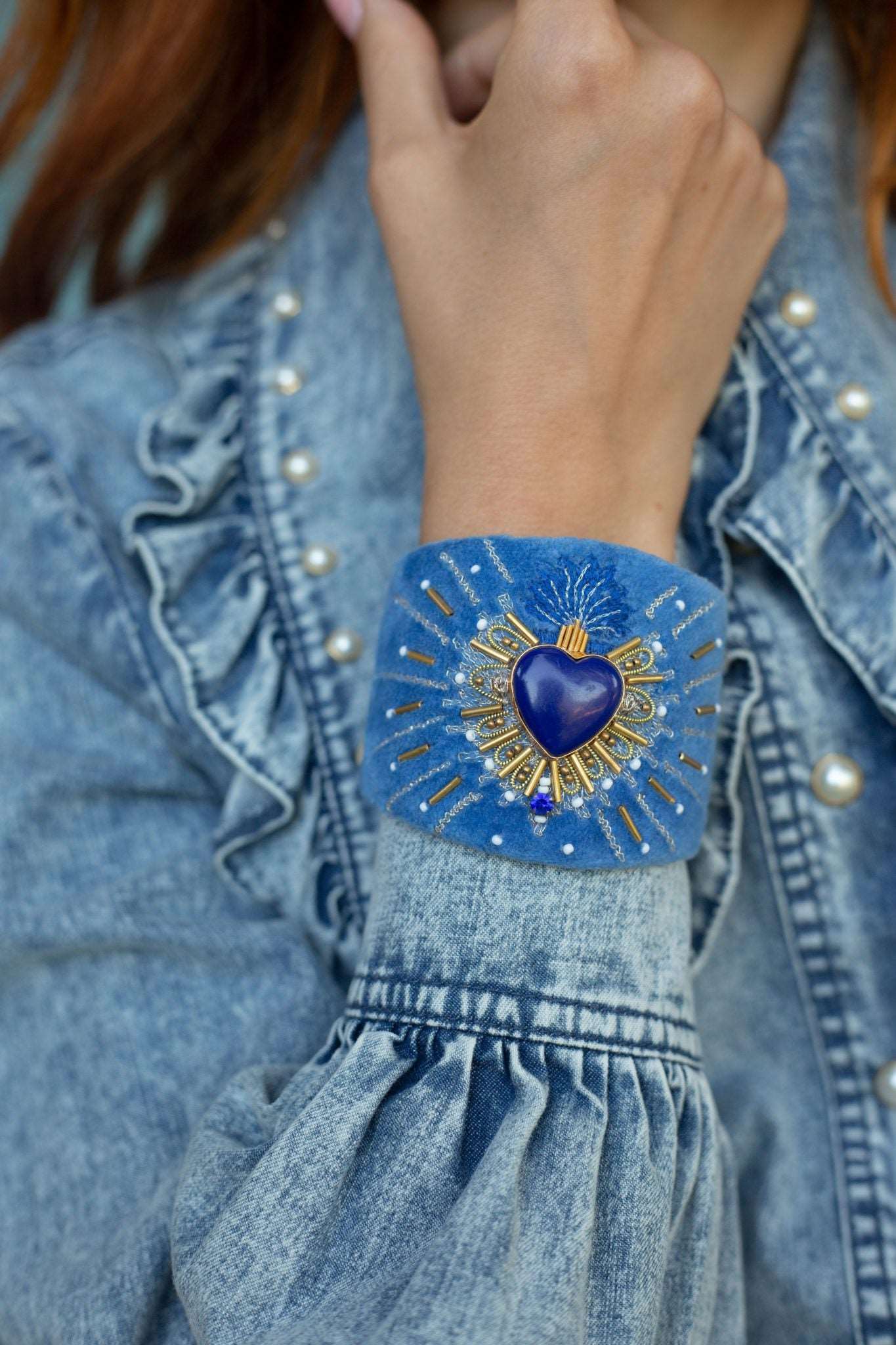 Bangle en velours Rosemary Bleu/Lapis Lazuli Nahua