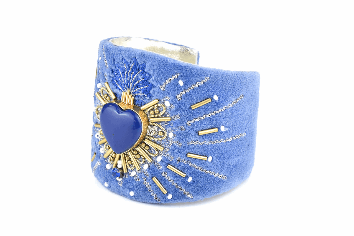 Bangle en velours Rosemary Bleu/Lapis Lazuli Nahua