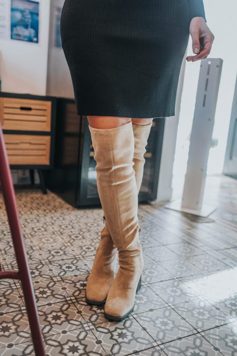 Beige thigh-high boots Amandine Vanessa Wu