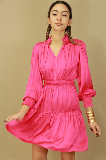 Robe courte rose à manches longues Suncoo 