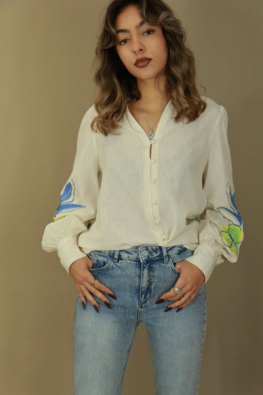 Blouse blanche a fleurs brodees Fabienne Chapot boutique La Ptite Rebelle Amiens