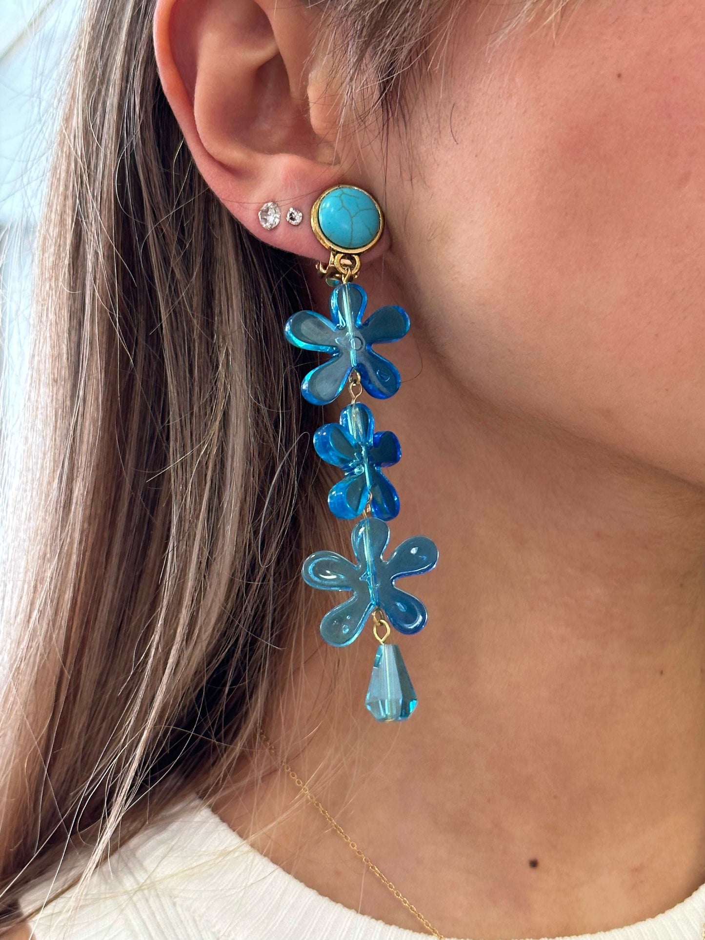 Boucles d'oreilles fleurs bleues Marion Godart