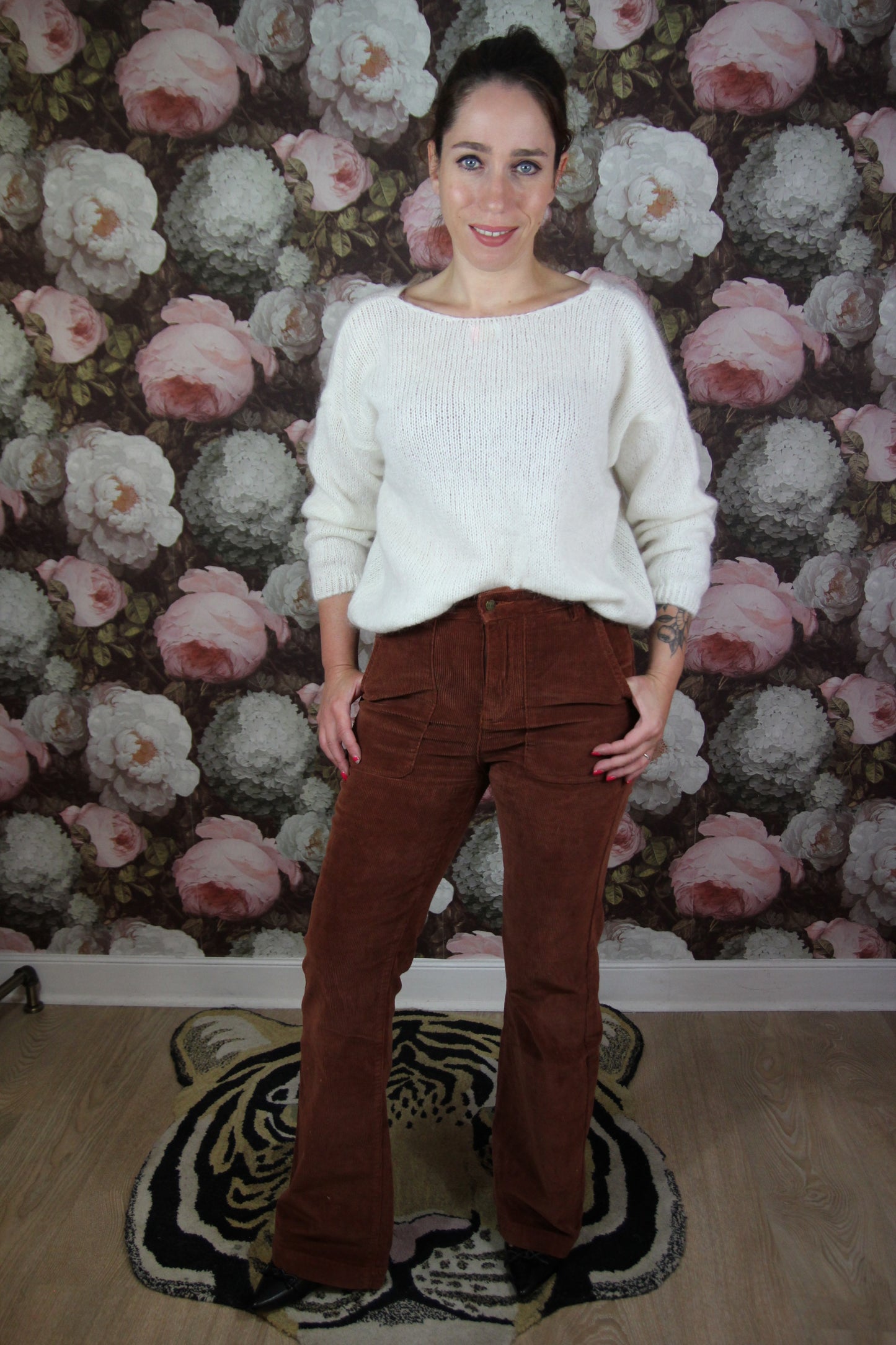 Pantalon velours flare marron wild boutique la Ptite rebelle amiens